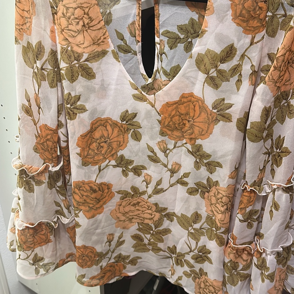 Show Me Your MuMu Floral Blouse in Orange and Green